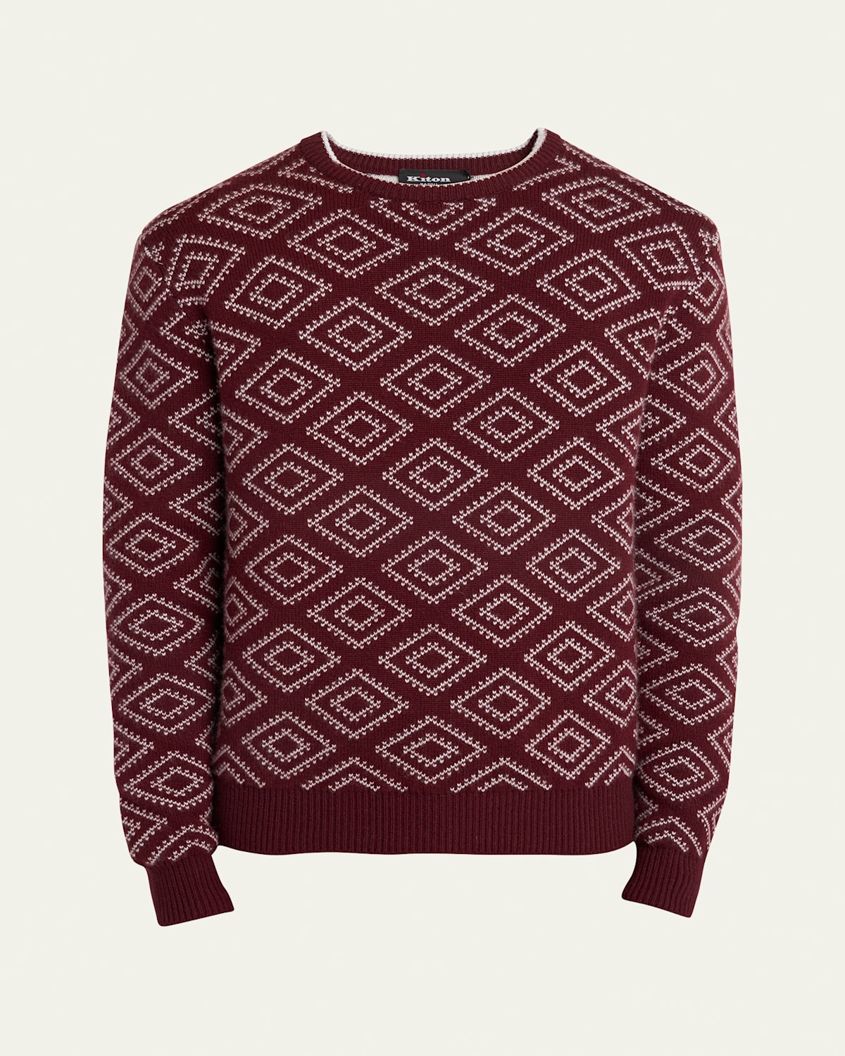 Men's Cashmere Diamond Jacquard Crewneck Sweater