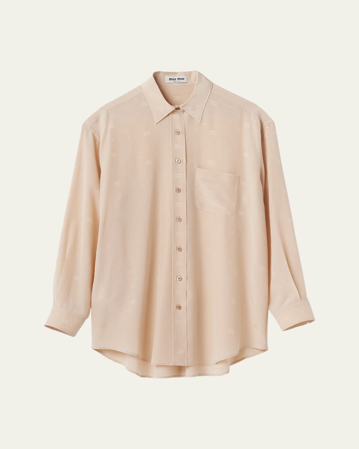 Miu Miu Monogram Print Button-front Shirt In Albino