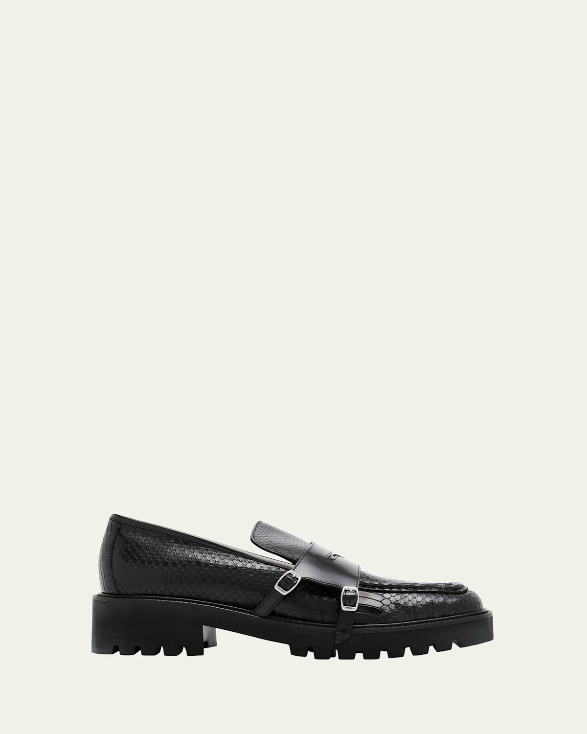 Manchester Double-Monk Embossed Loafers