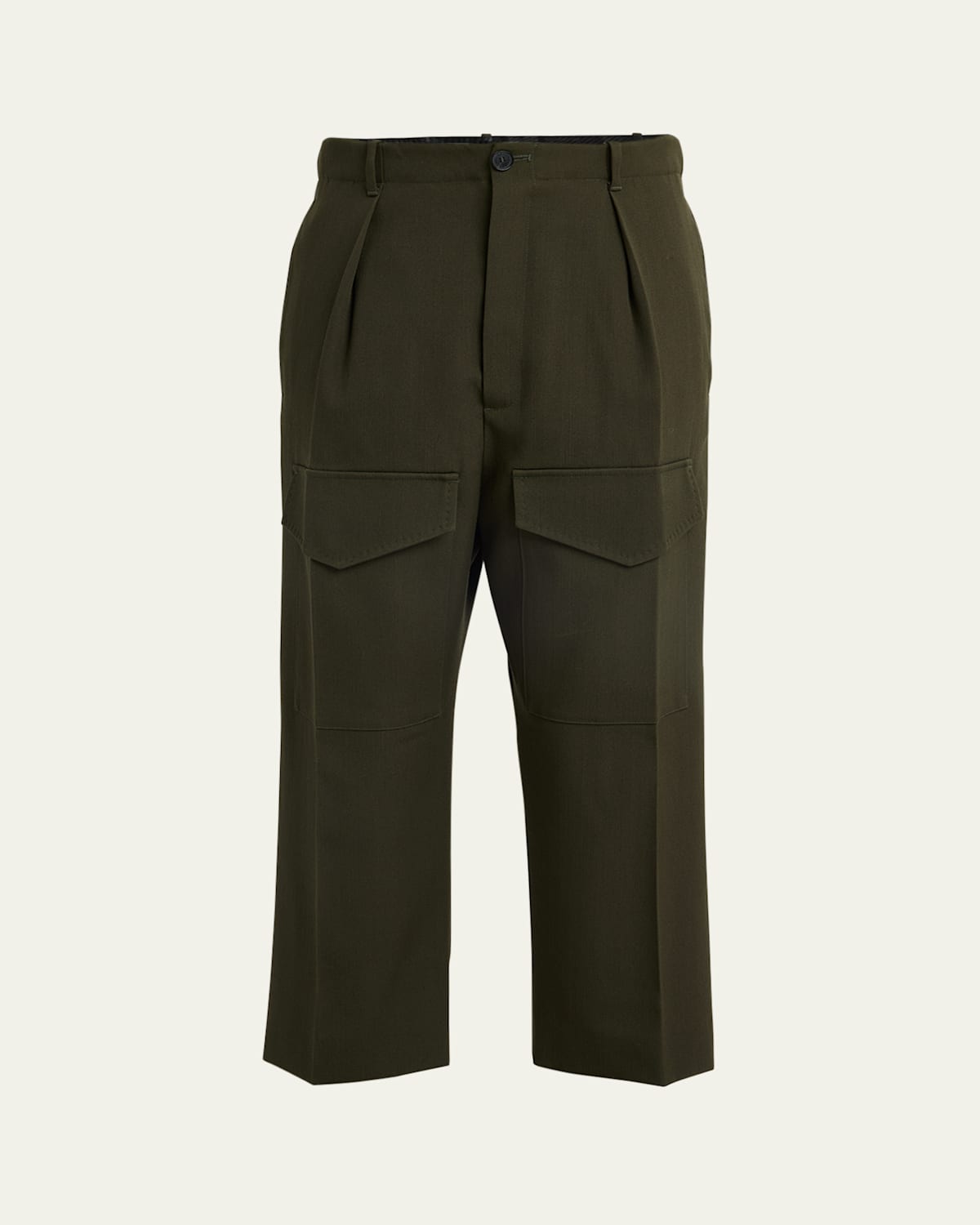 Cropped Wool Gabardine Chino Pants