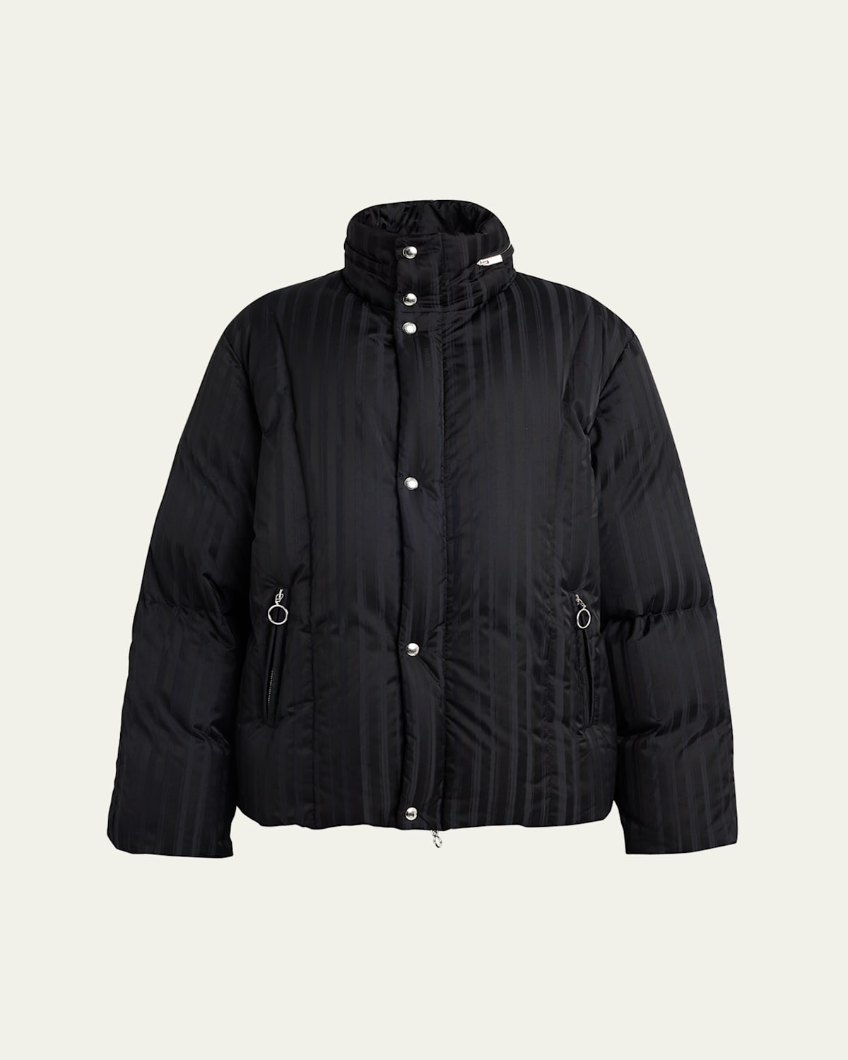 Jacquard Stripe Down Hooded Jacket