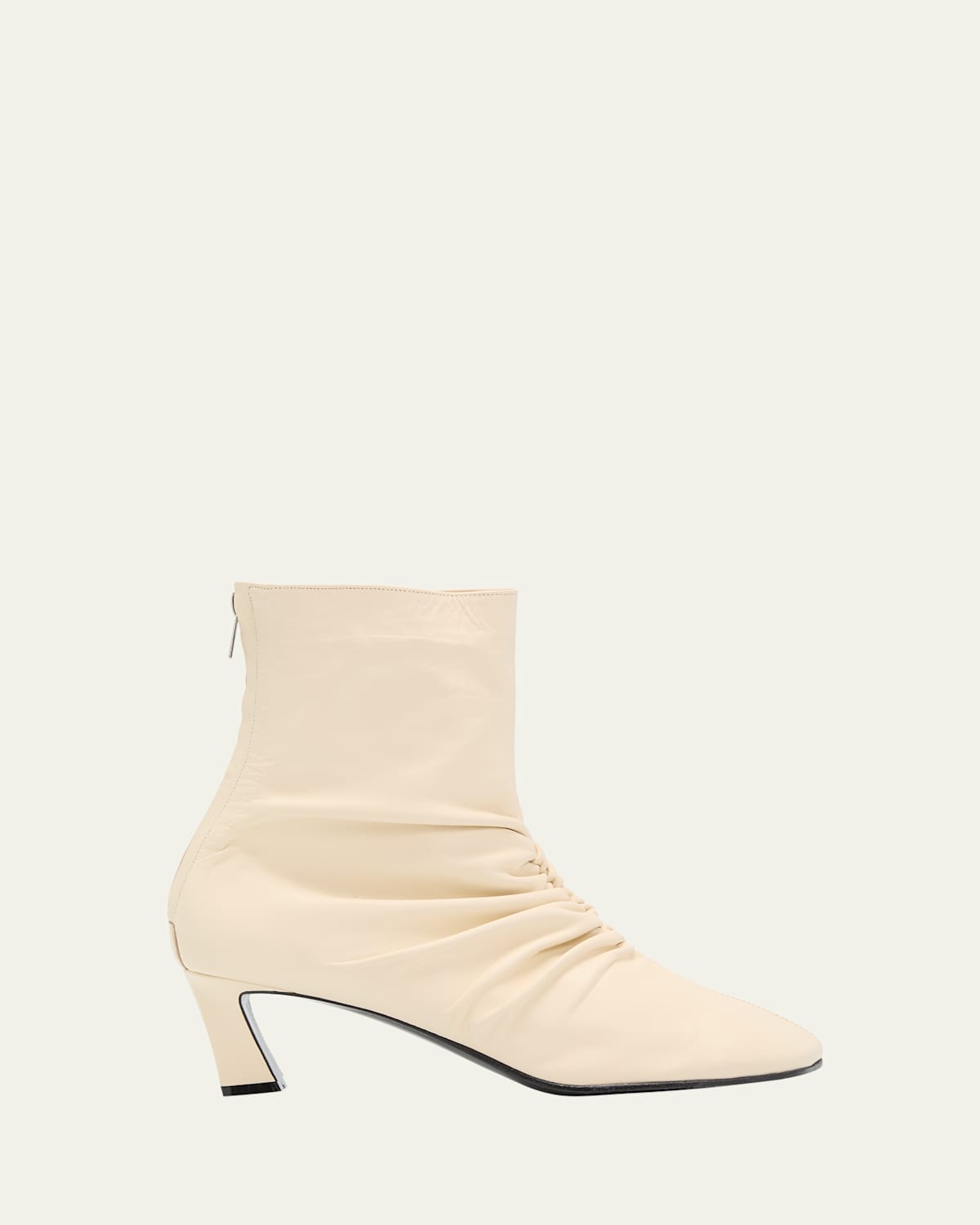 Dasoni Ruched Leather Ankle Booties