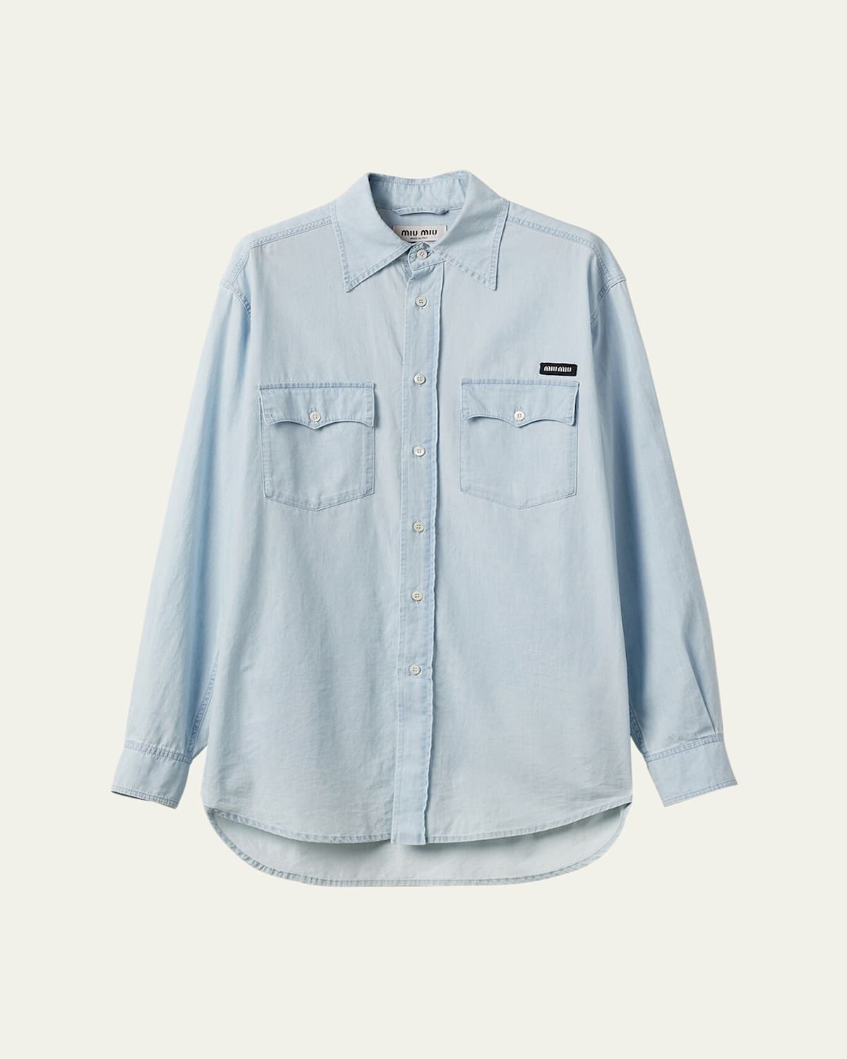 Miu Miu Chambray Shirt In Celeste