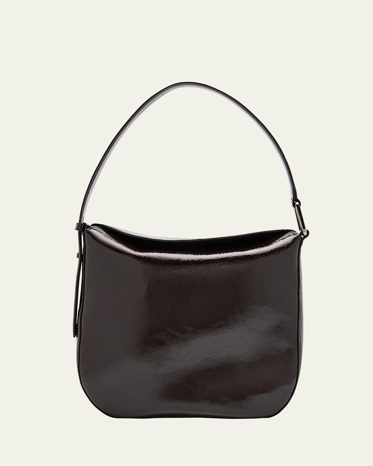 AKRIS ANNA MEDIUM LACQUERED LEATHER HOBO BAG 
