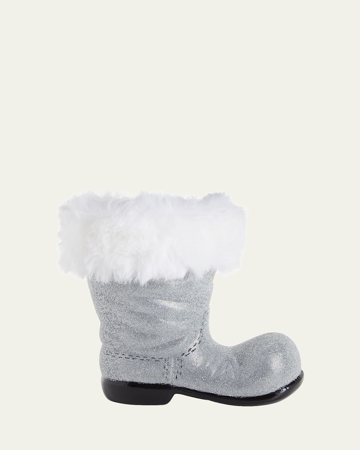 XL Silver Beaded Boot with Faux Fur
