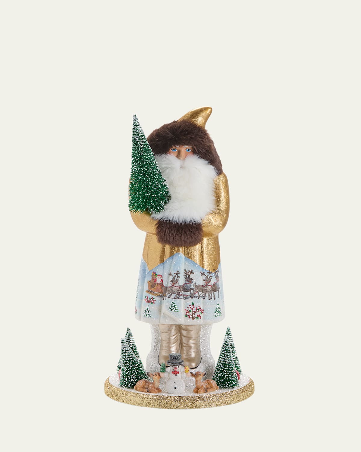 Golden Santa with Sleigh and Reindeer, 20.9"