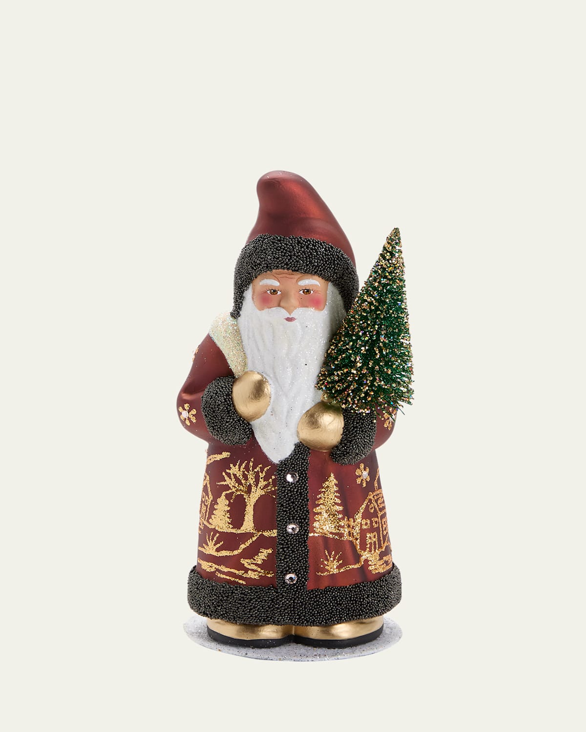 Golden Tree Beaded Santa Figure