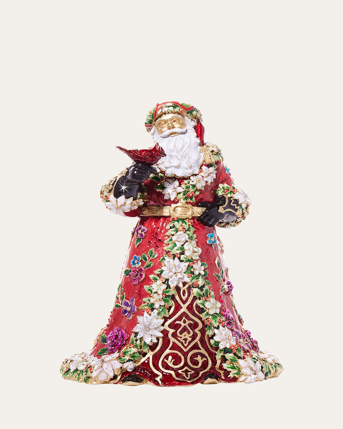 Floral Santa 14K Gold-Plated and Crystal Figure