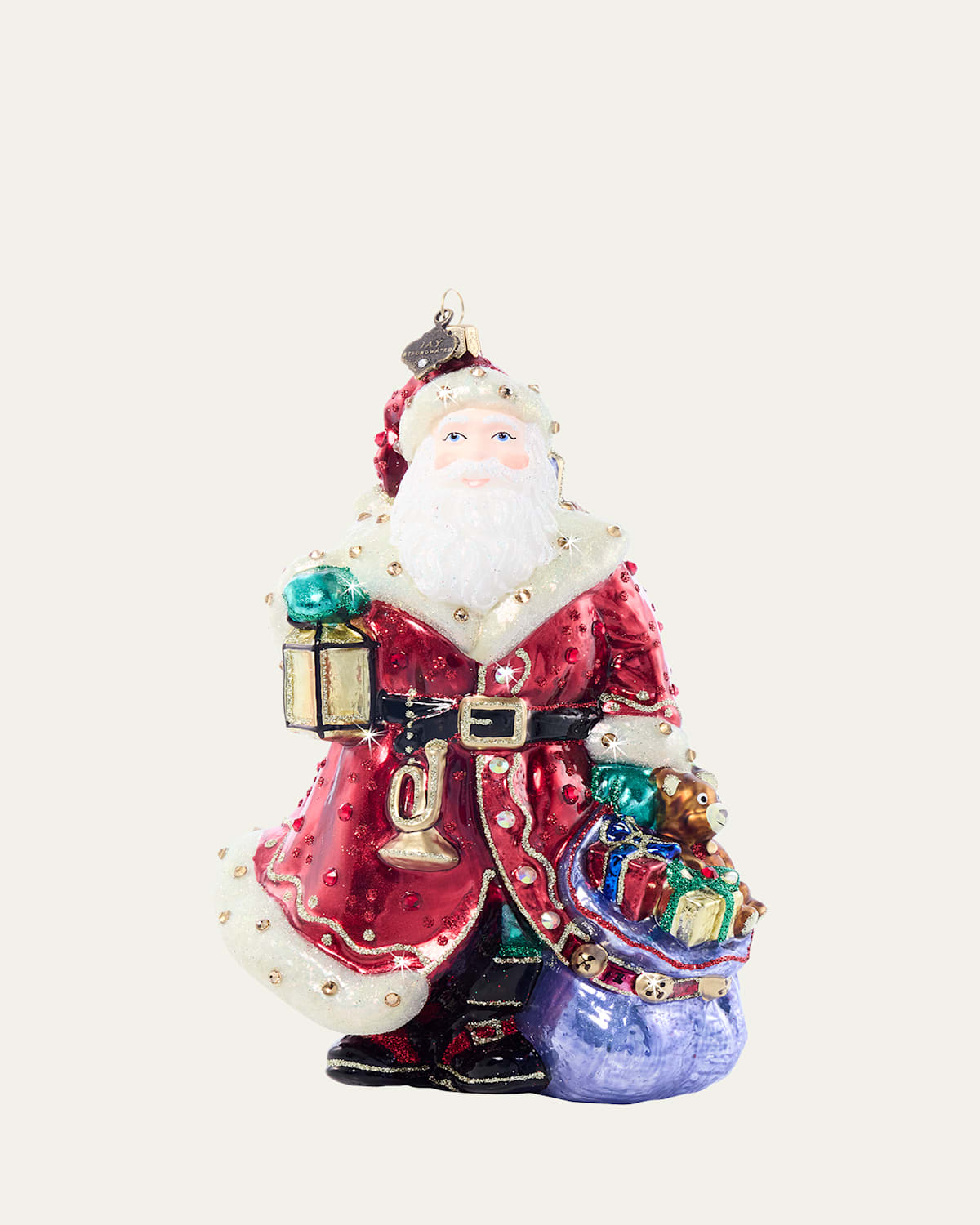Bountiful Santa Glass Christmas Ornament