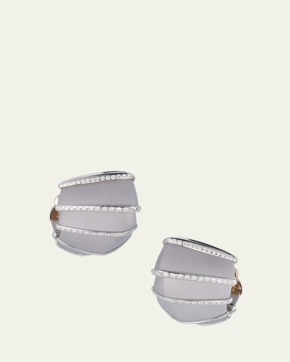 Ardis Aluminum and White Gold Clip-On Earrings with Diamonds