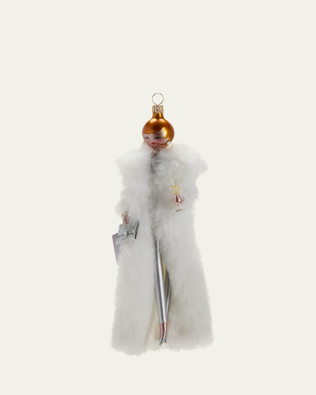 Fashionista in Long Faux Fur Coat Christmas Ornament