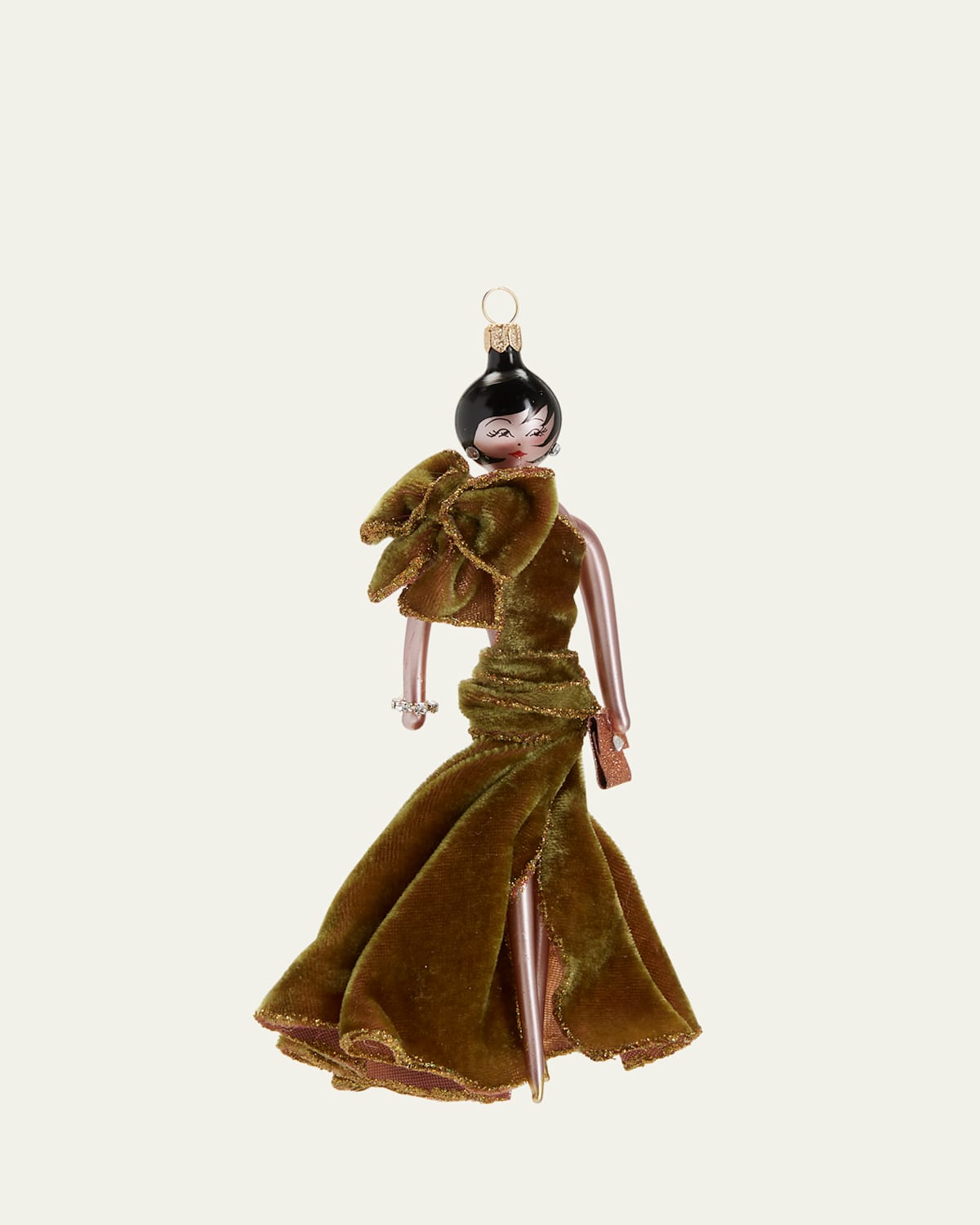 Fashionista in Gold Velvet Gown Christmas Ornament