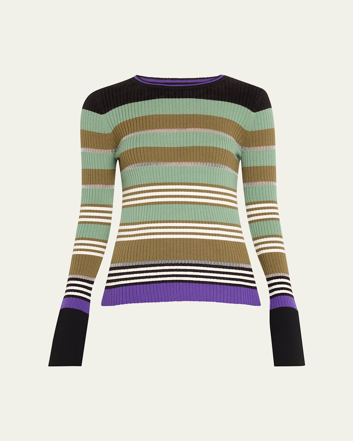 Yvonne Stripe Ribbed Wool Sweater