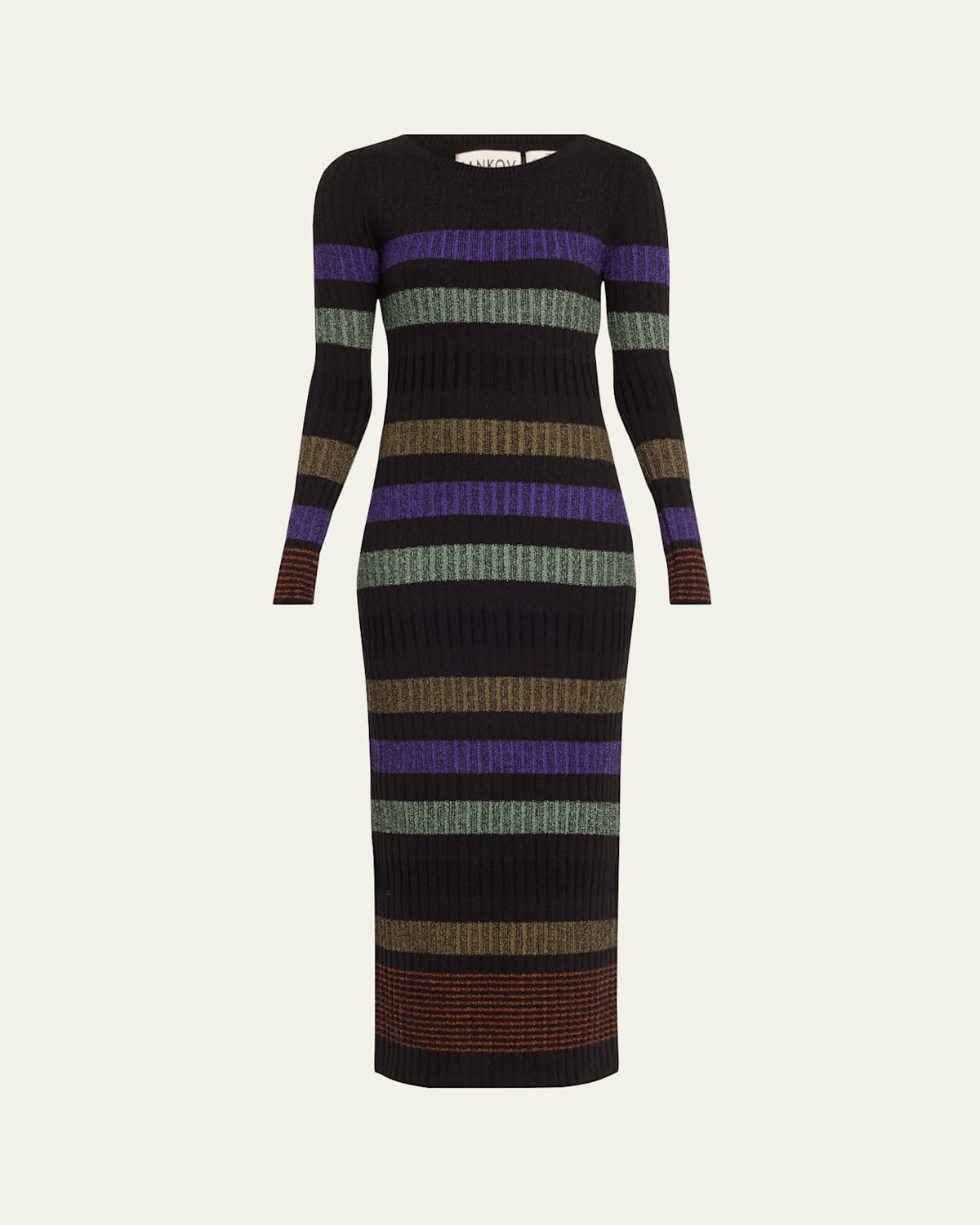 Amber Stripe Long Sleeve Wool Maxi Dress
