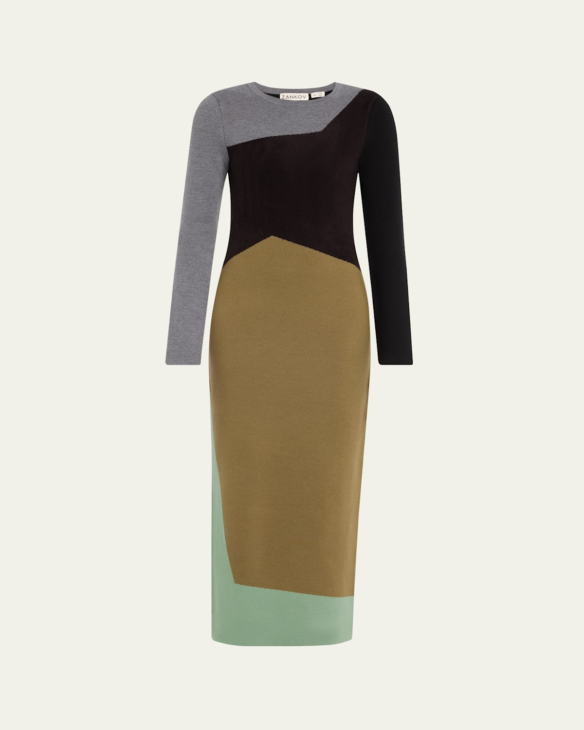 Miki Colorblock Knit Long-Sleeve Maxi Dress