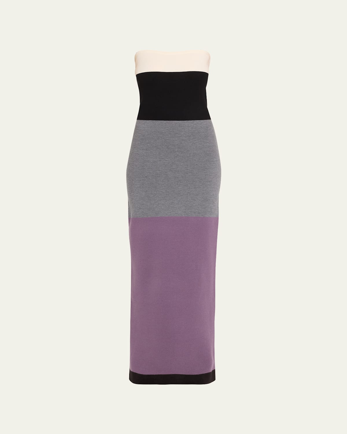 Zorina Colorblock Strapless Wool Maxi Dress