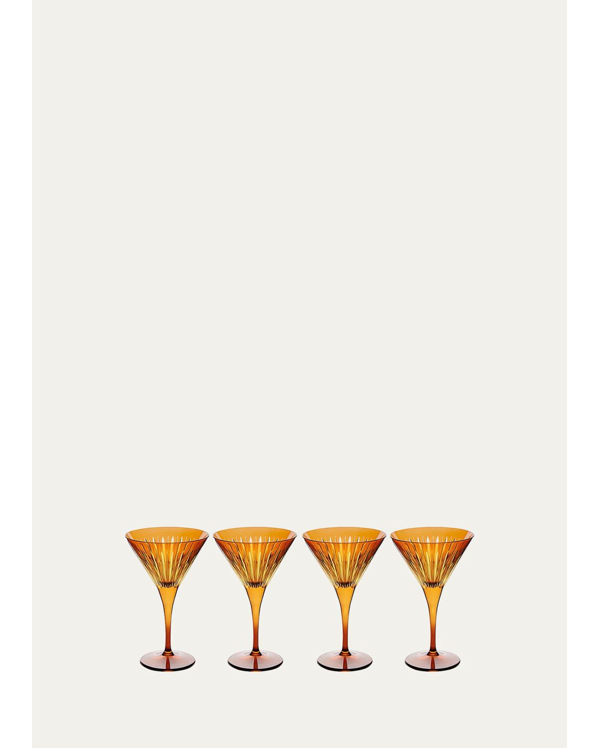 L'objet Prism Martini Glasses, Set Of 4 In Amber/honey