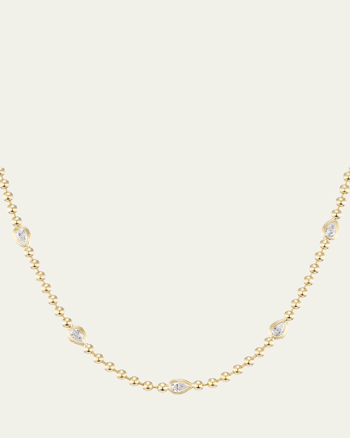 Double Bubble Bezel Diamond Pear 18K Gold Necklace, 16"