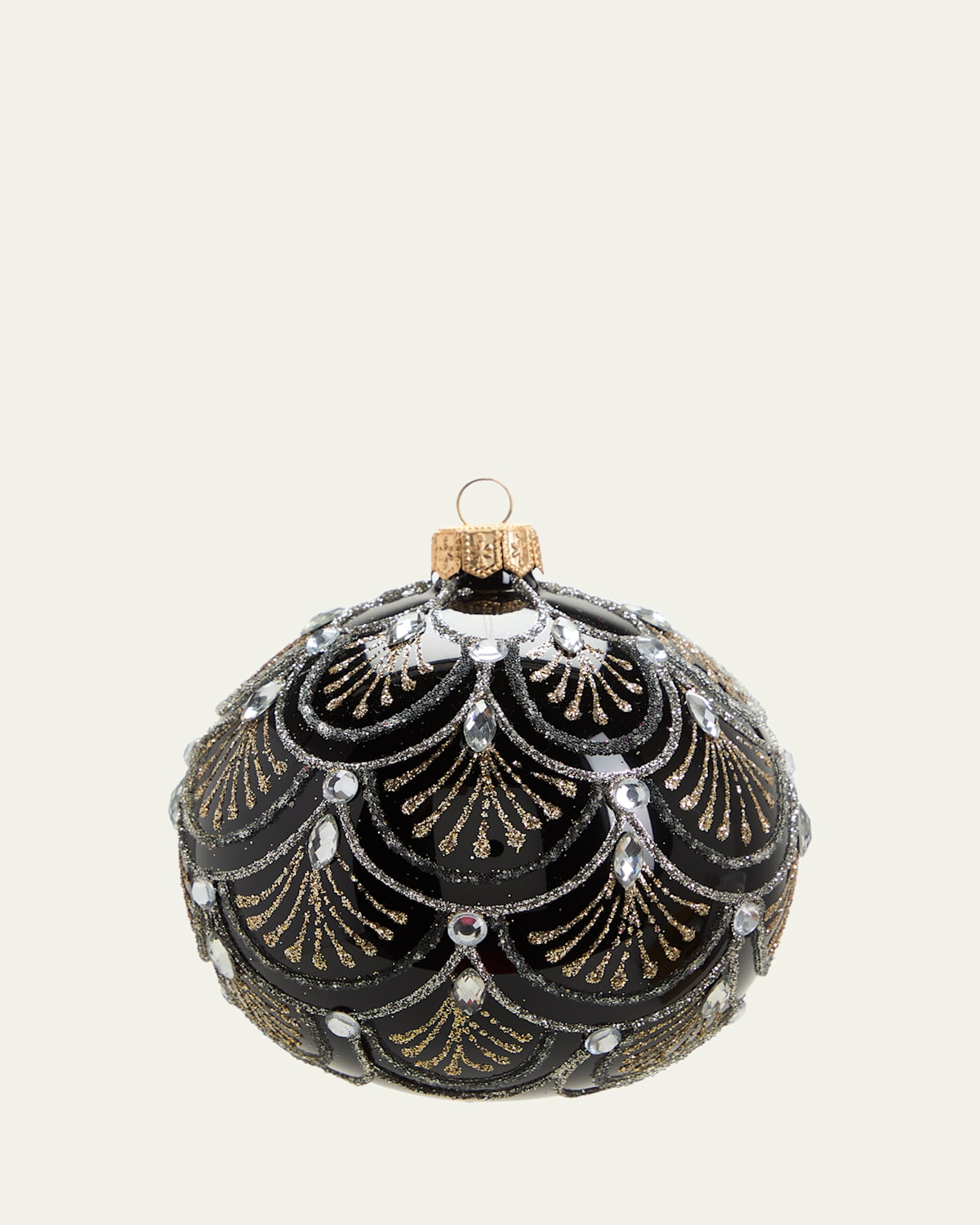 Black Flounce Ball Christmas Ornament