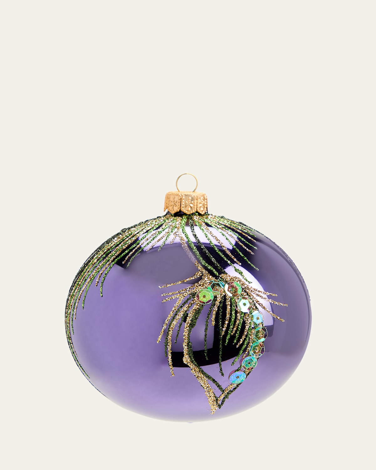 Dark Purple Peacock Ball Ornament