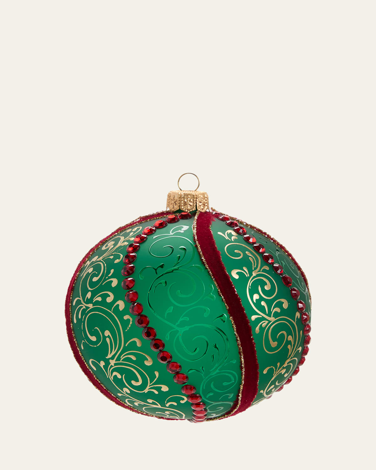 Dark Green Swirl Stoned Ball Christmas Ornament