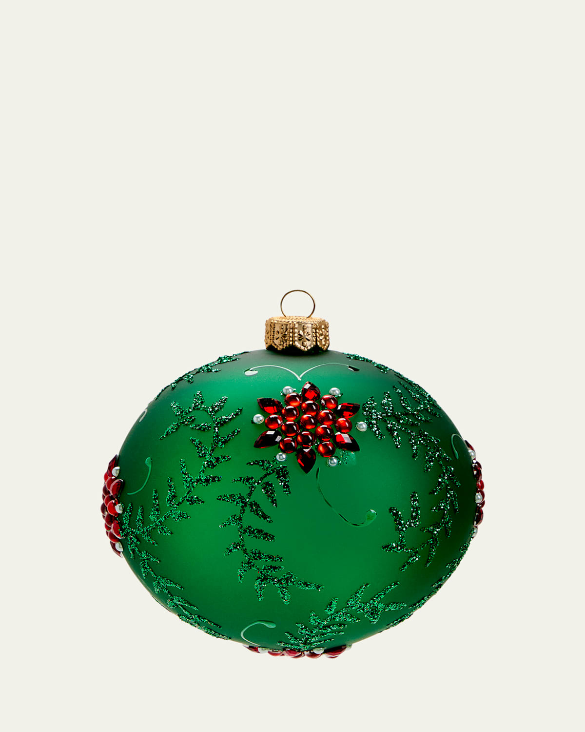 Green Poinsettia Ball Christmas Ornament