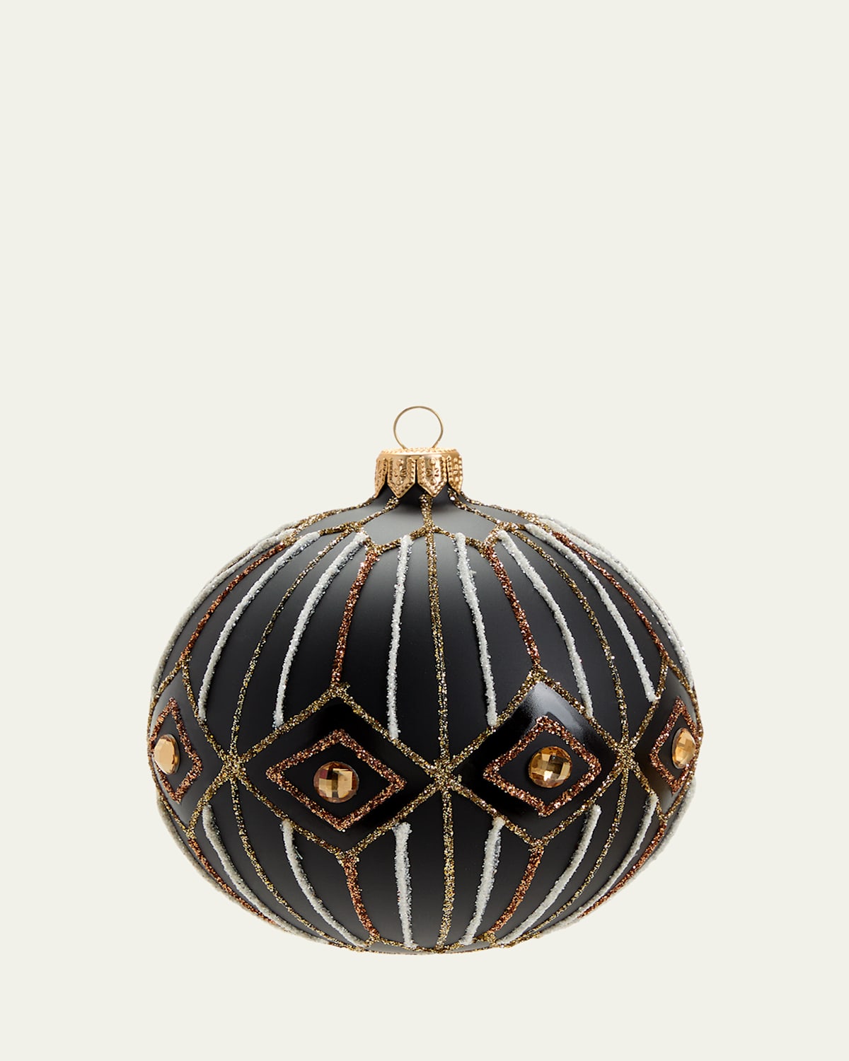 Matte Black Glitter Deco Christmas Ornament