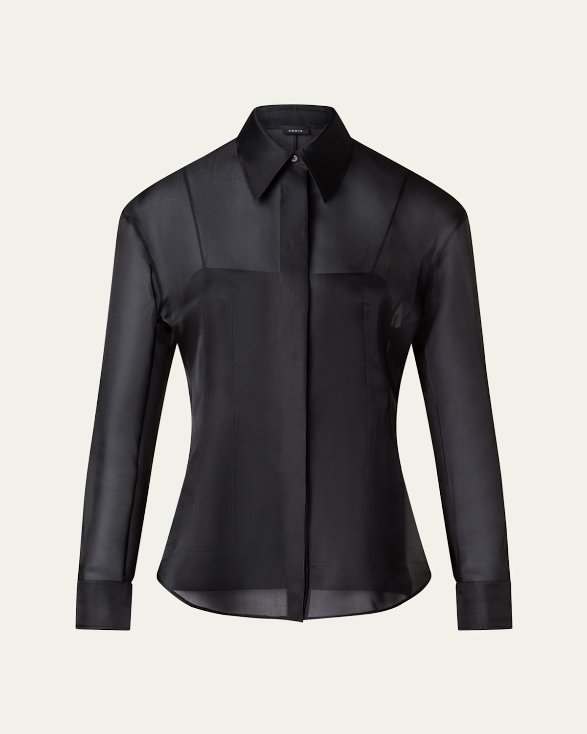 Silk Organza Button-Front Blouse