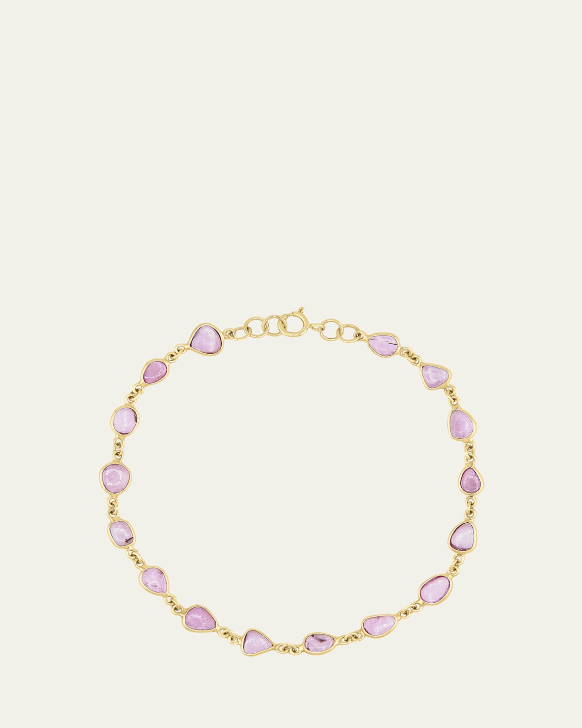 14K Pink Sapphire Bezel Tennis Chain Bracelet