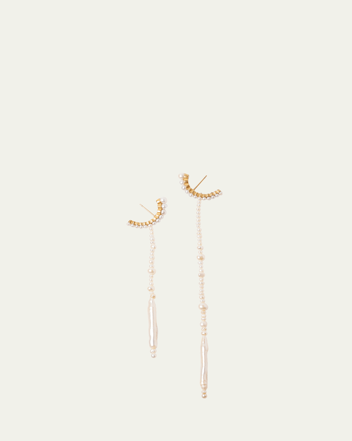 Beatriz Palacios Lake Mismatched Pearl Linear Earrings