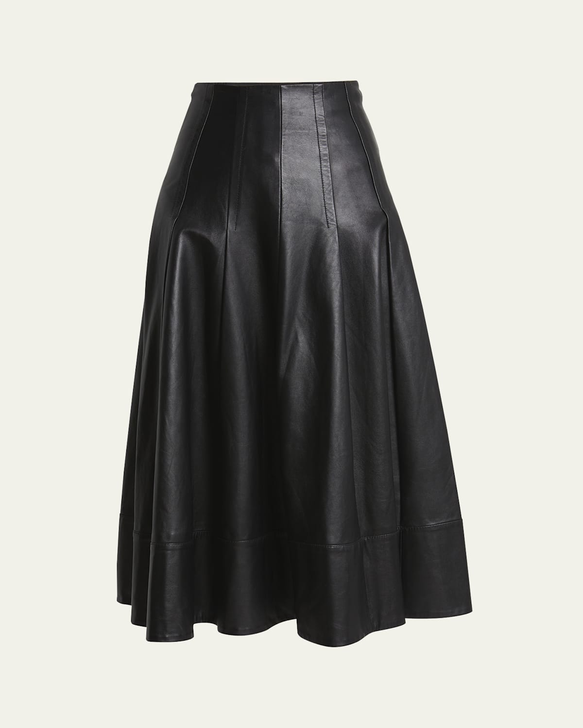 Black leather fit and flare skirt shop