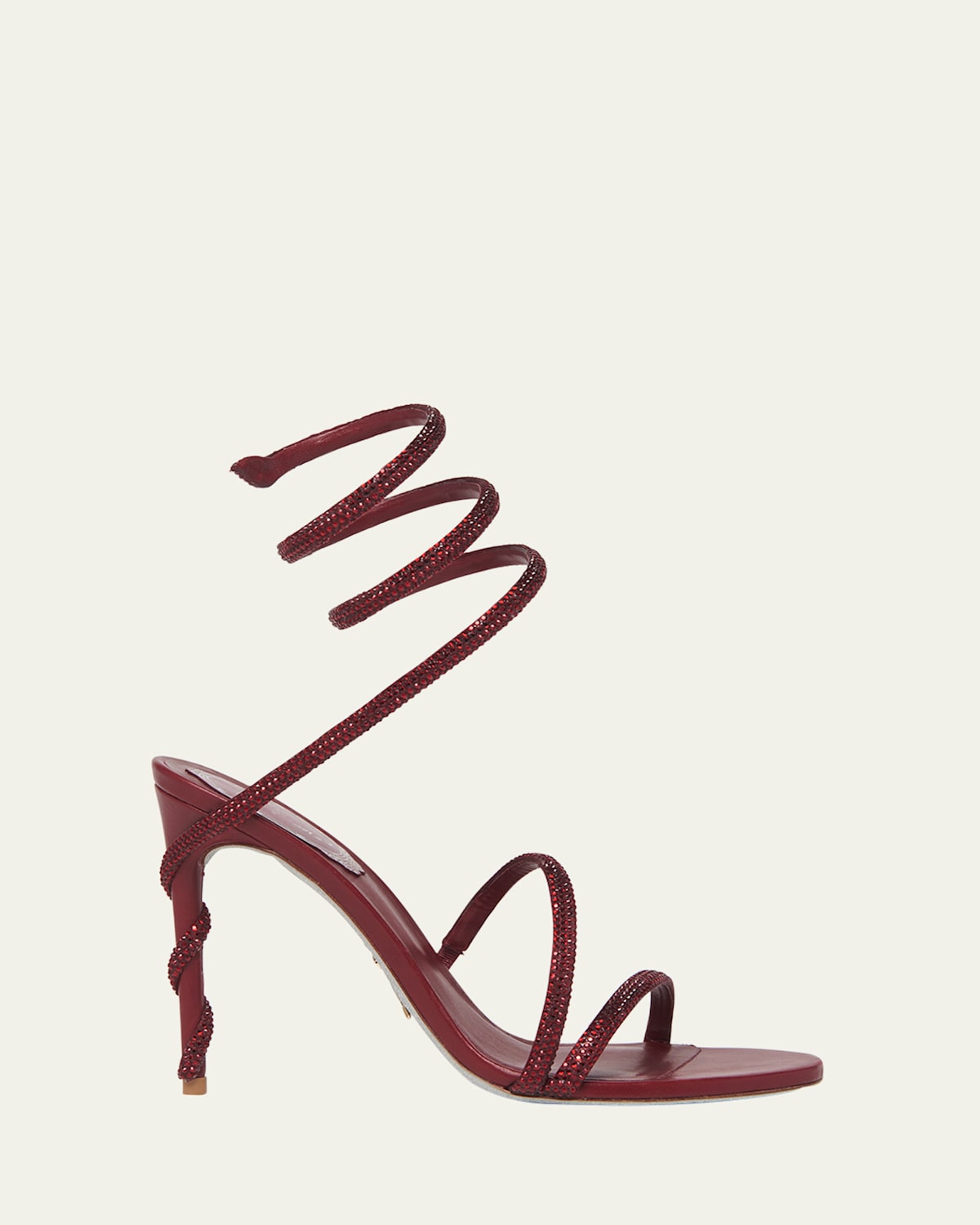 Strass Satin Snake-Wrap Stiletto Sandals