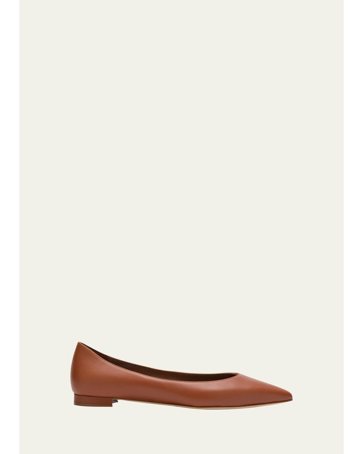 Gala Lambskin Point-Toe Ballerina Flats