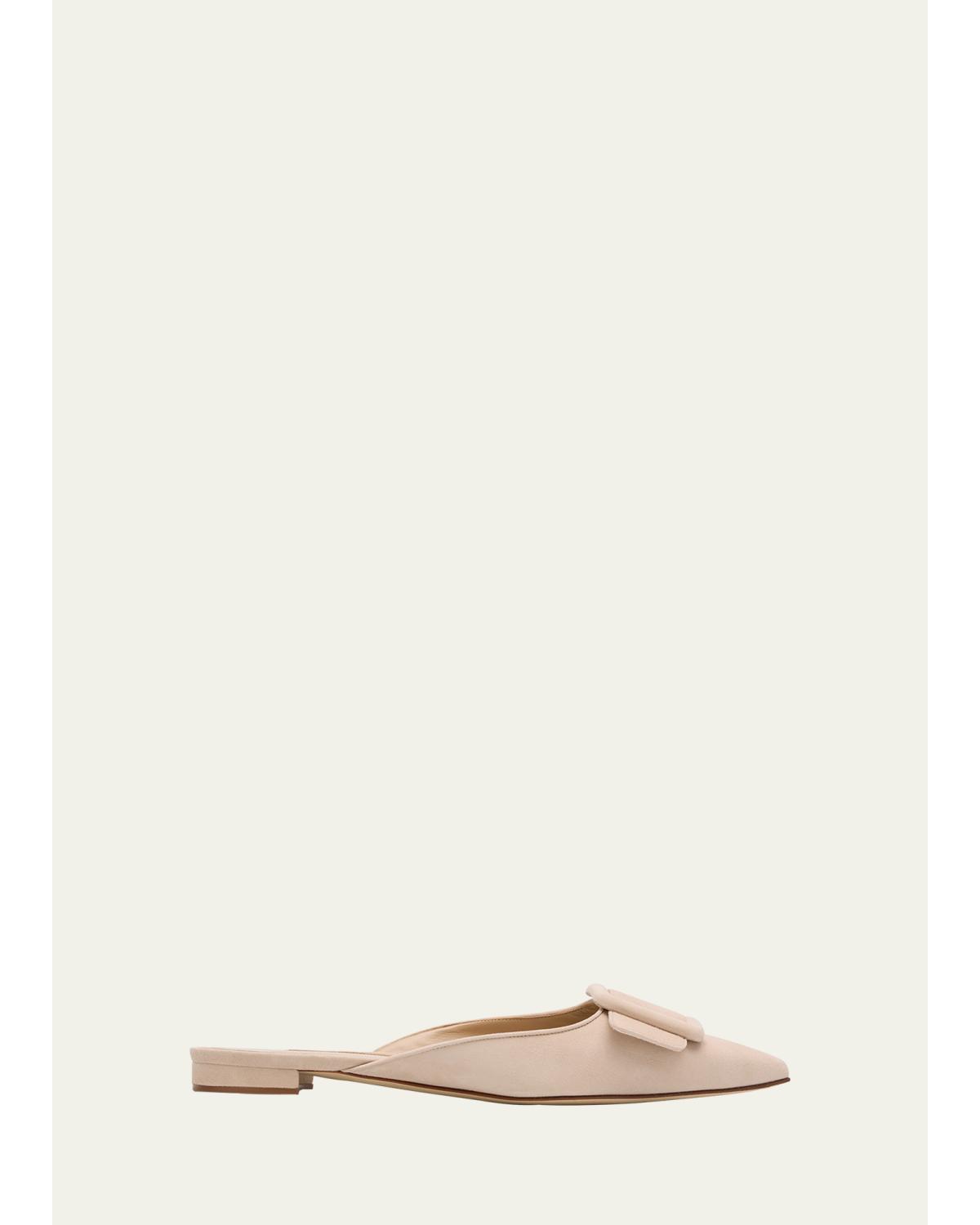 Maysale Suede Buckle Ballerina Mules