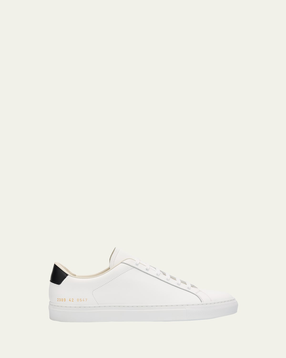 Common Projects Round-toe Low-top Leather Sneaker With Flat Sole In White/black