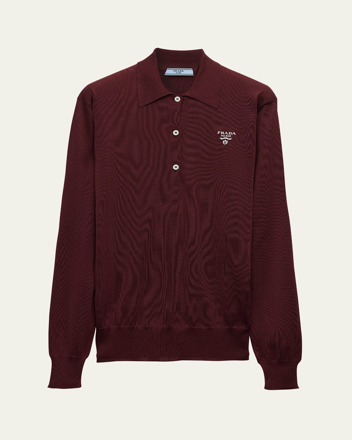 Prada Knitwear With Polo Collar And Ribbed Cuffs In Amaranto