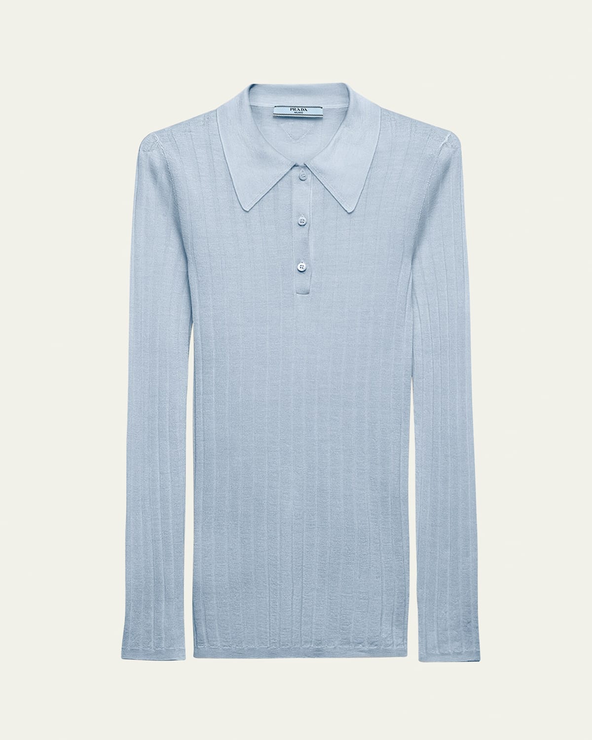 Prada Cashmere And Silk Polo Shirt In Azzurro