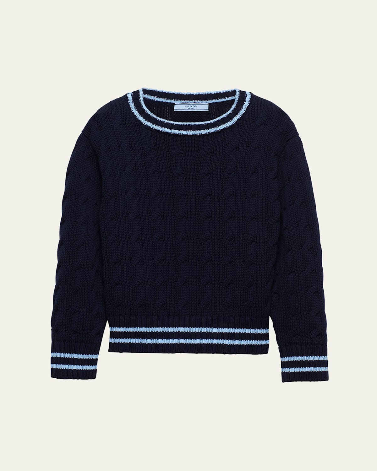 Prada Cotton Crew-neck Sweater In Blu Azzurro