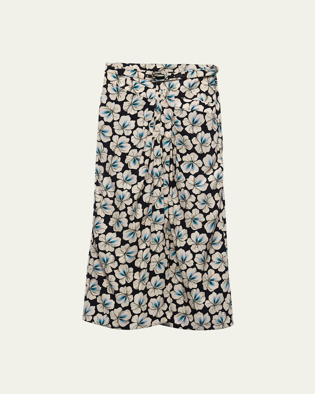 Prada Printed Pongee Midi-skirt In Nero