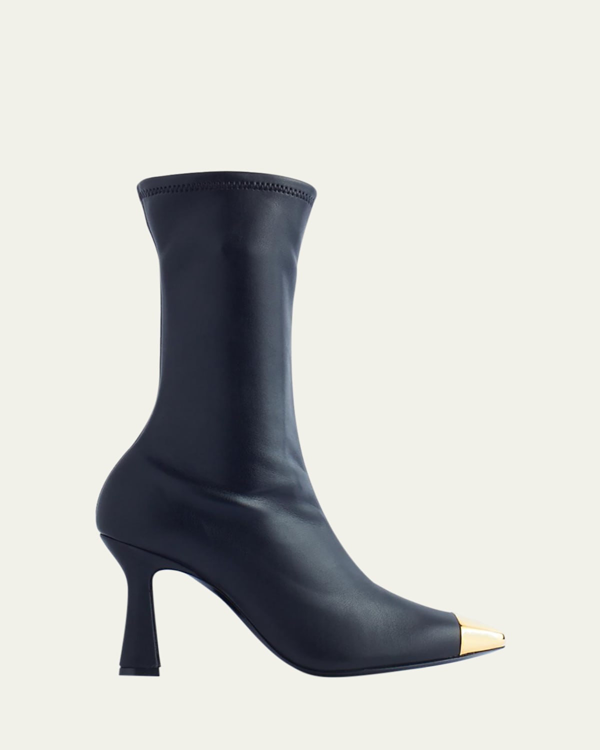 Ellia Metal Cap-Toe Leather Booties
