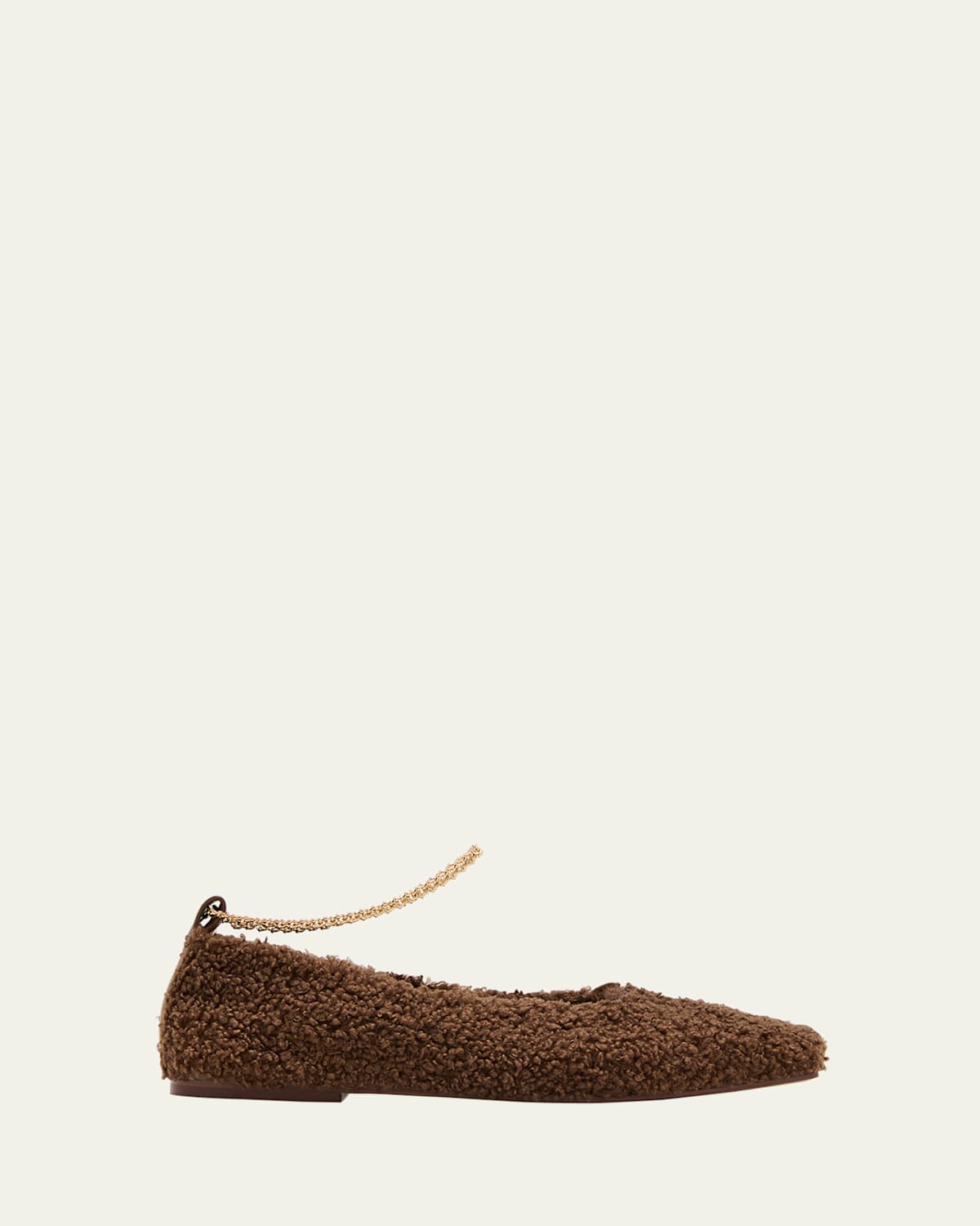Augusta Faux Fur Ankle-Chain Ballerina Flats