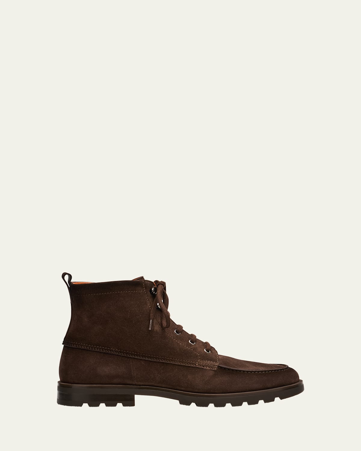 Santoni Men's Flair Suede Side-Zip Lace-Up Boots