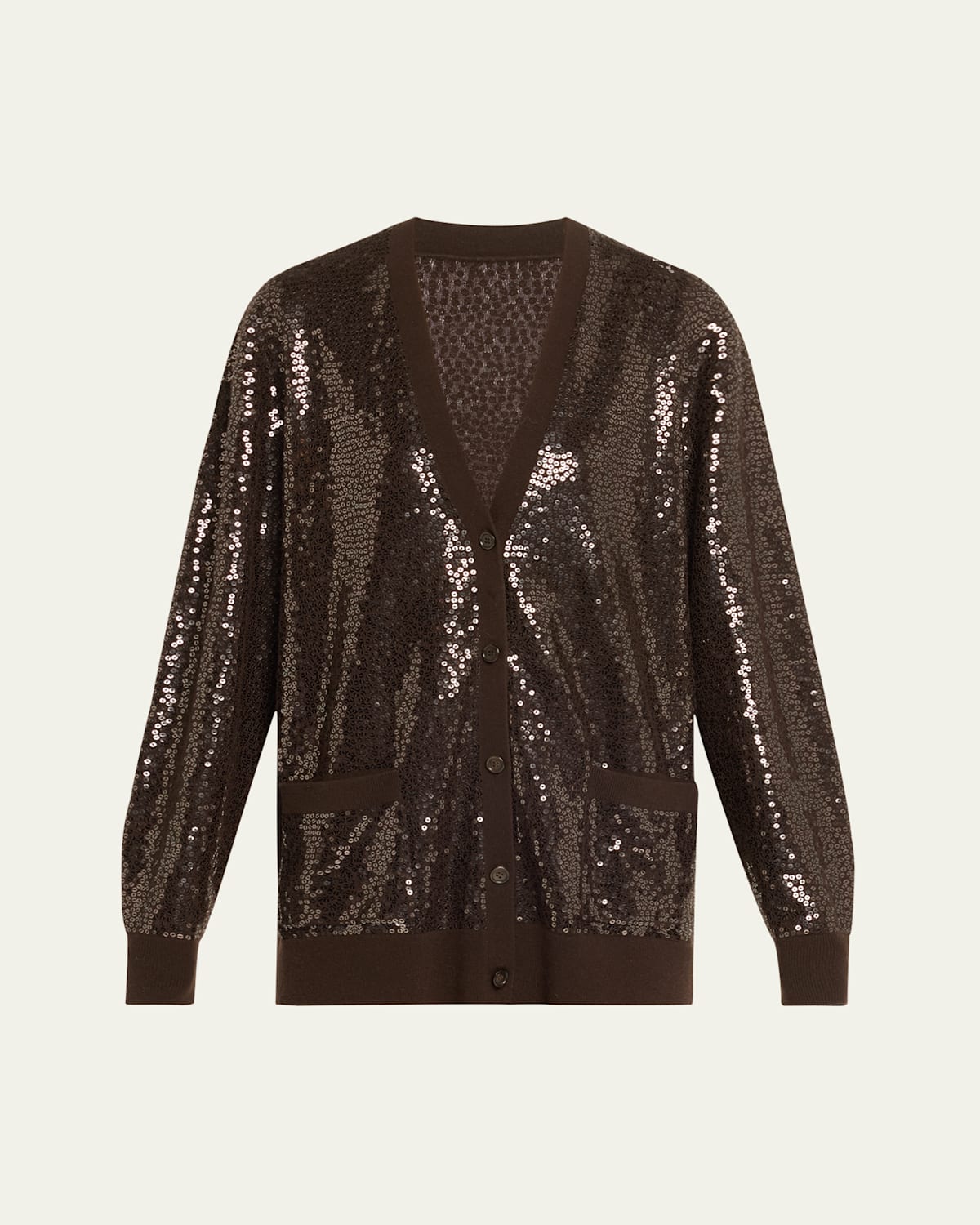 MICHAEL KORS EMBELLISHED SEQUIN OVERSIZED CASHMERE CARDIGAN 