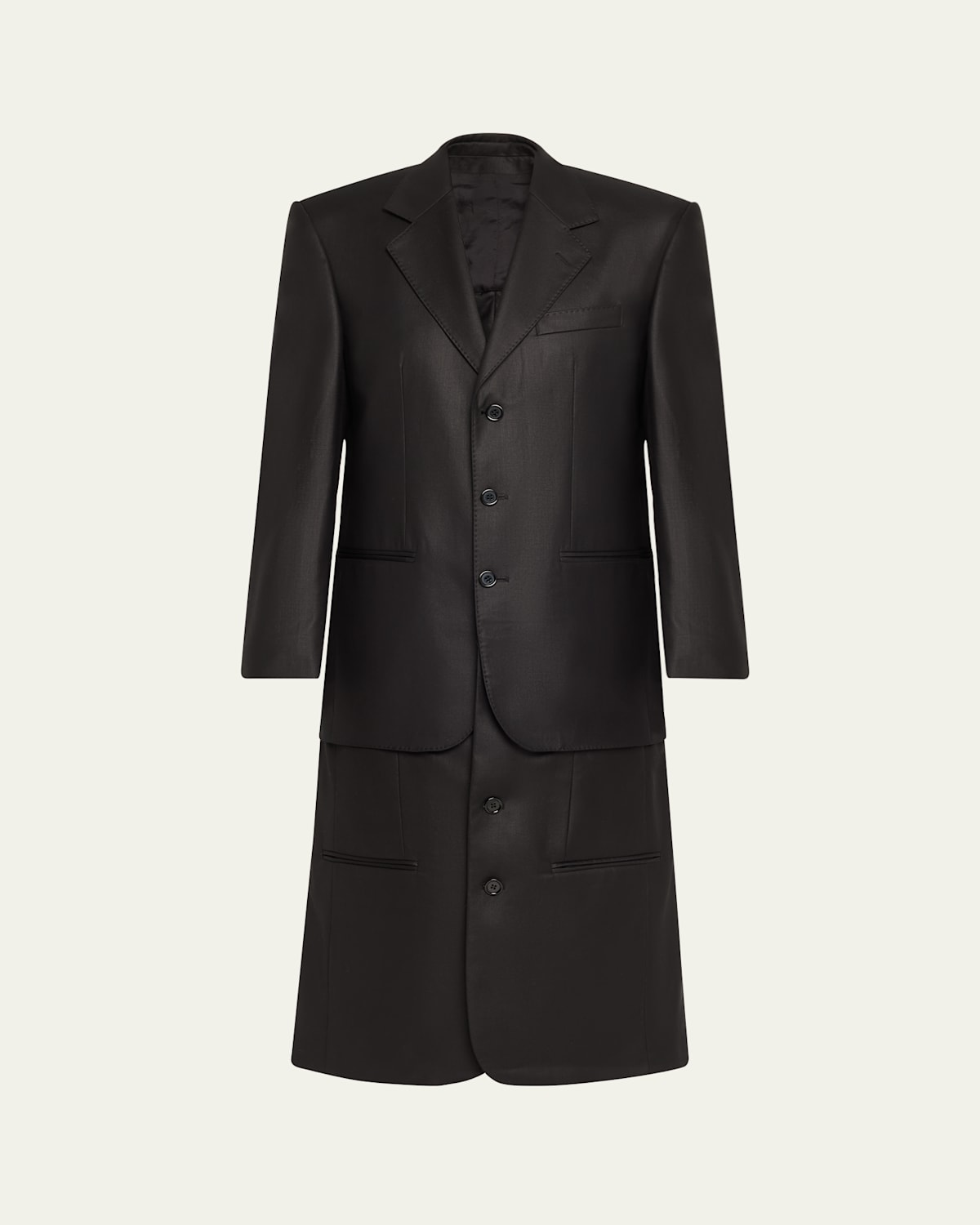 Layered Wool Blazer Coat