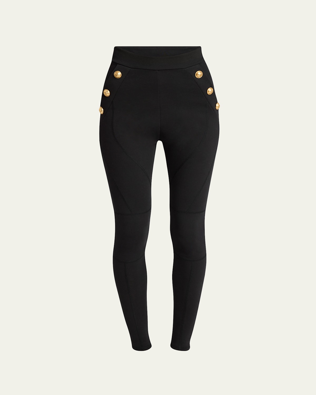Balmain Jersey Leggings With 6 Buttons In Black