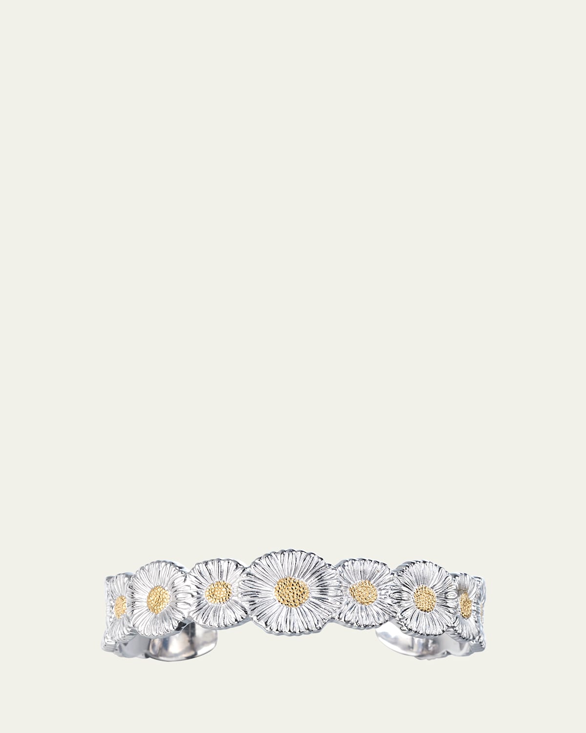 Blossoms Daisy Sterling Silver and 18K Yellow Gold Slim Cuff