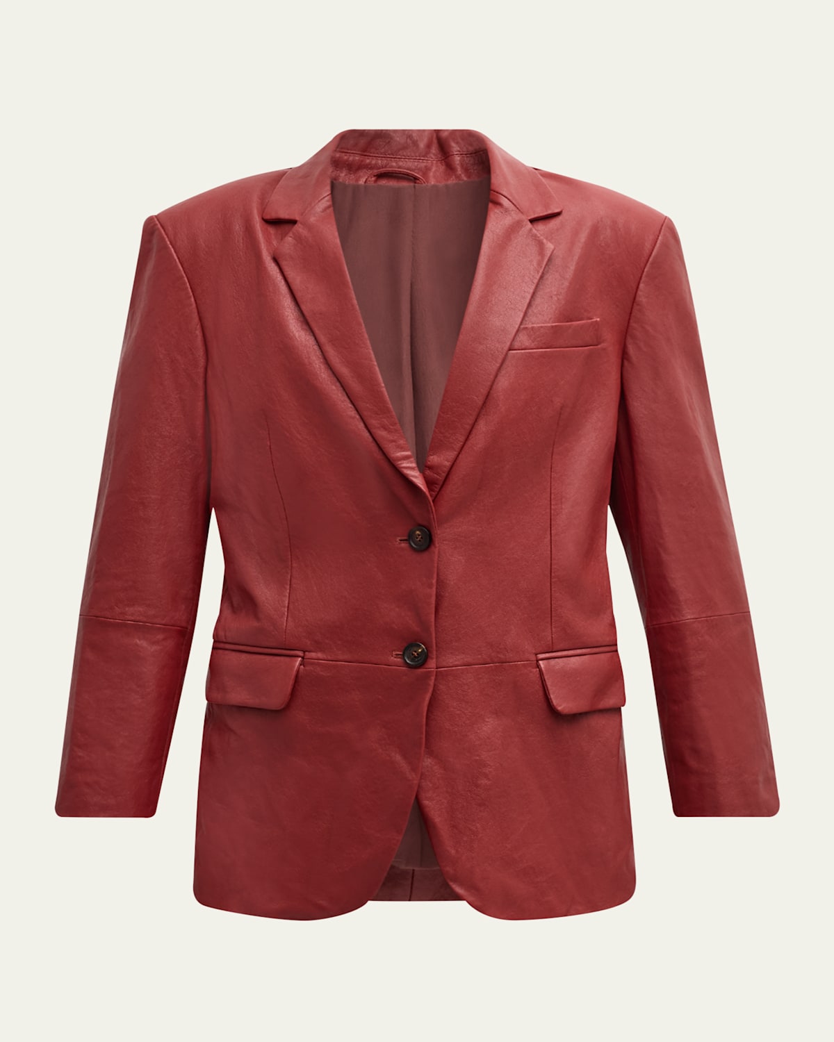 Washed Leather Double Button Jacket