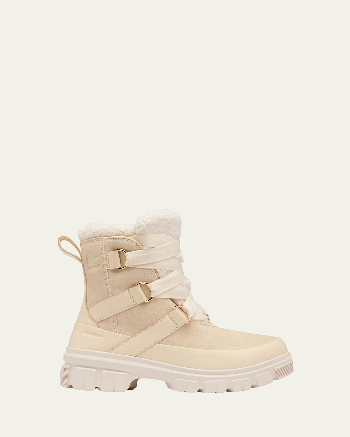 Sorel Tivoli Suede Resort Winter Booties In Honey White, Chalk