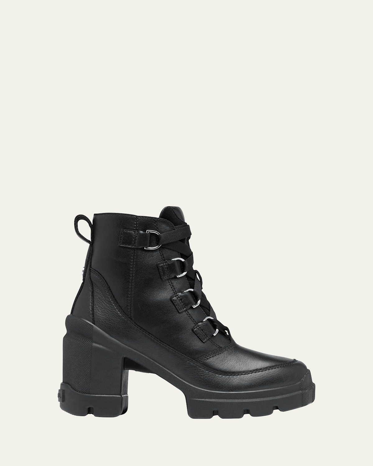 Sorel Caribou X Waterproof Lace-up Block Heel Bootie In Black / Black