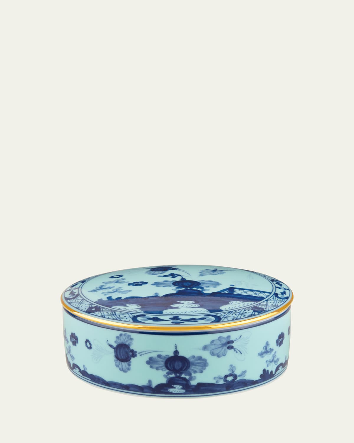 Ginori 1735 Iris Round Covered Box In Orienteit Iris